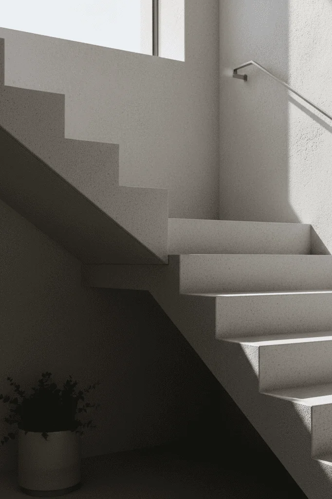 Plano detalle de una escalera en "L" que rodea